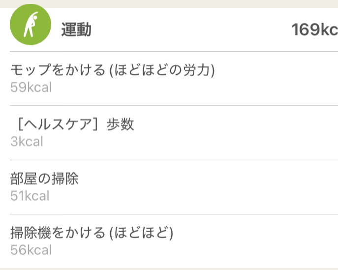 あすけんの運動記録にモップがけもいれた