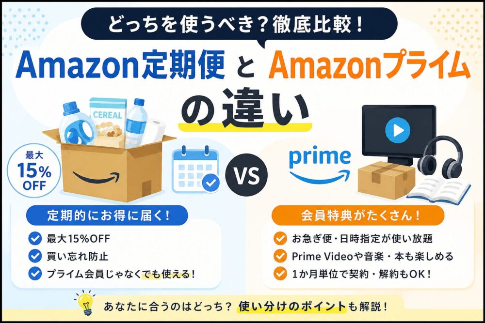 Amazon定期便とamazonプライムの違い