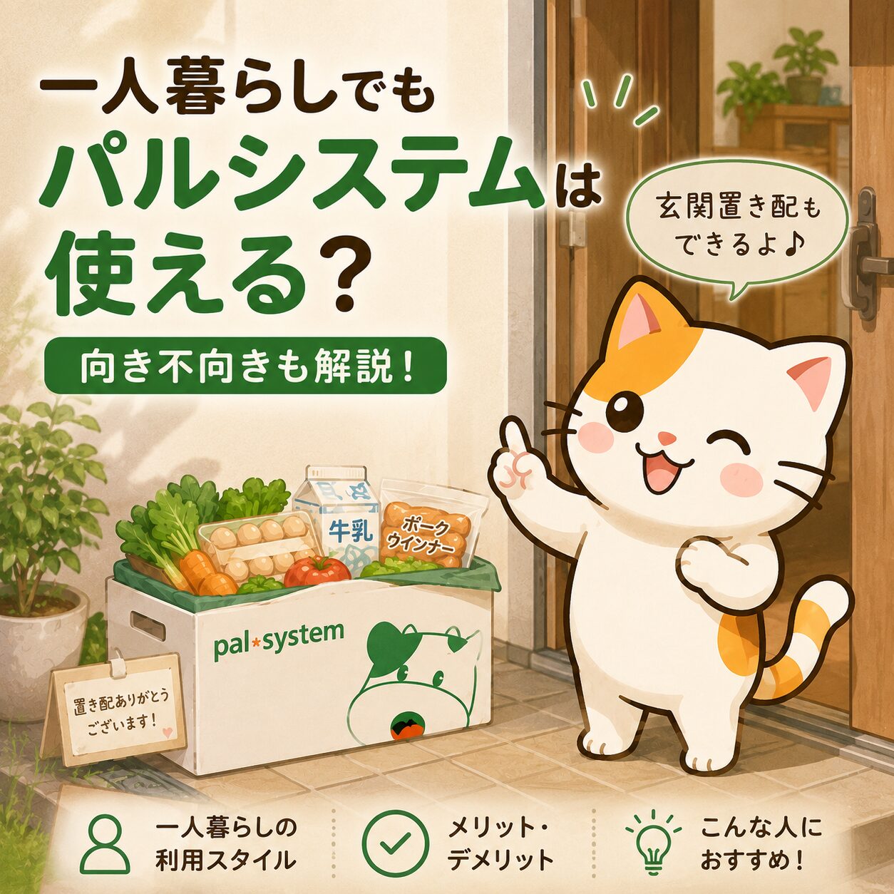 玄関置き配ができるパルシステム